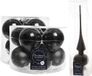 Decoris Kaemingk B.V. Compleet glazen kerstballen pakket zwart glans/mat 33 stuks met piek mat - 20x 6 cm - 12x 8 cm