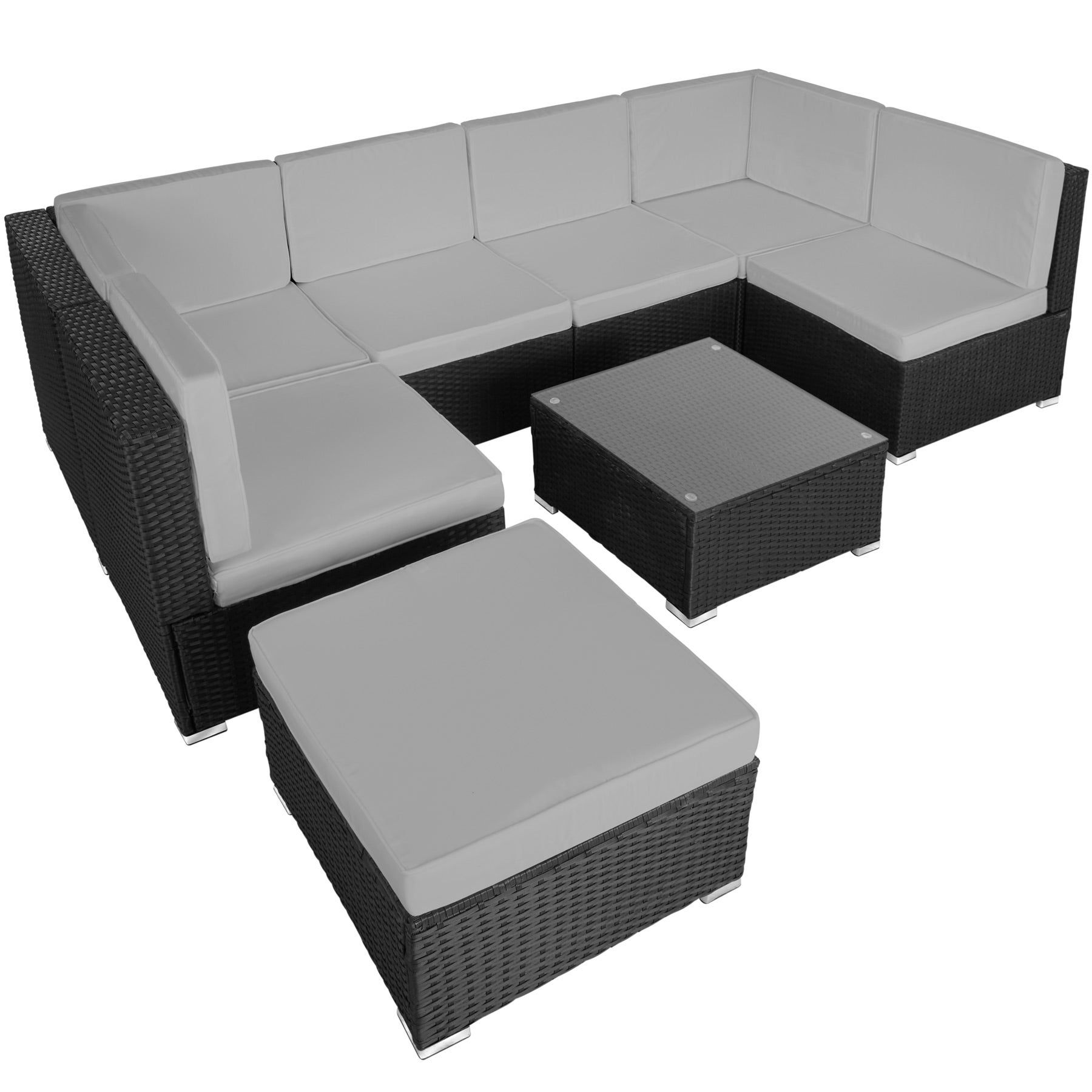 tectake Outdoor Lounge Set - 7 Seats - Black & Grey