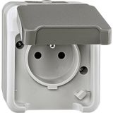 Merten AQUASTAR MEG2500-8029 stopcontactinzet met veiligheidscontactpen en klapdeksel, lichtgrijs
