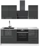 Vicco Eenpersoonskeuken Fame-Line, Antraciet Hoogglans/Wit, 190 cm, WB Marmer