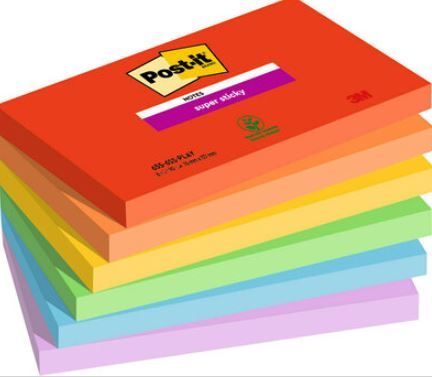 Post-it® Super Sticky Notes - Playful Colour Collection - 76 x 127 mm