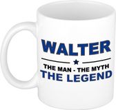 Bellatio Decorations Naam cadeau Walter - The man, The myth the legend koffie mok / beker 300 ml - Donkerblauw