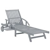 VidaXL Lounge Chair Padded Seat Acacia Wood Grey