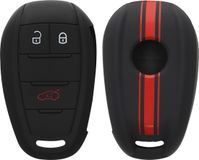 kwmobile autosleutel hoesje geschikt voor Alfa Romeo 3-knops draadloze autosleutel - Autosleutel behuizing in rood / zwart - Rallystrepen design