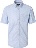 CASA MODA Sport casual fit overhemd - korte mouw - structuur - wit - blauw - oranje dessin
