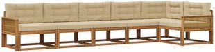 vidaXL Hoek loungeset 5 zitplaatsen Acaciahout Naturel et beige