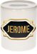 Bellatio Decorations Shoppartners Bv Spaarpot met voornaam Jerome - wit - met goud/zwart embleem - 8 x 9 cm - keramiek - met afsluitdop - cadeau verjaardag
