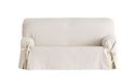 Eysa Bianca niet elastisch met stropdassen sofa plaid 3-zits, katoen, 00-ecru 230 x 180 x 70 cm, 1 stuk