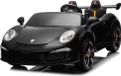 Porsche Voiture électrique pour enfants - "Porsche 911 RUF" - Sous licence - Batterie 24V, 4 moteurs, télécommande 2,4 GHz, lecteur MP3 + siège en cuir + semelle EVA (noir)