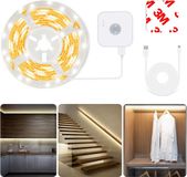 Merkloos / Sans marque LED Strip met Bewegingsmelder 3m Warmwit Verlichting met PIR Sensor en 3 Modi