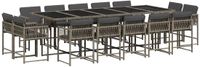 vidaXL 15-delige Tuinset met kussens, poly rattan, grijs