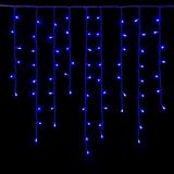 IXTRIMA Lichtgordijn met 120 leds, 3 m, blauw licht, witte kabel, IP65, verlengbaar, met hangende draden in afwisselende lengtes (30-70-40-60 cm) voor watervaleffect