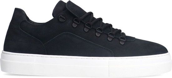 Manfield Heren Zwarte Nubuck Sneakers Maat 42