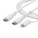 StarTech.com 2m 2-in-1 Robuuste USB-C Oplaadkabel met Lightning Adapter, 30W/60W, Apple MFi Gecertificeerd, Gevlochten USB C Laadkabel voor iPhone/iPad/Android