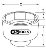 KS Tools 1" Achsmuttern-Schlüssel für Scania 8-kant, 80mm - 450.0221