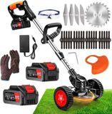 Shenzhen Haorui Industrial Technology Co., Ltd. Tondeuse électrique - Fonctionne sur batterie - 21 V - 2 batteries de 40 Ah - Tête réglable et manche télescopique - 3 lames - Pour la tonte de jardin Tondeuse à batterie
