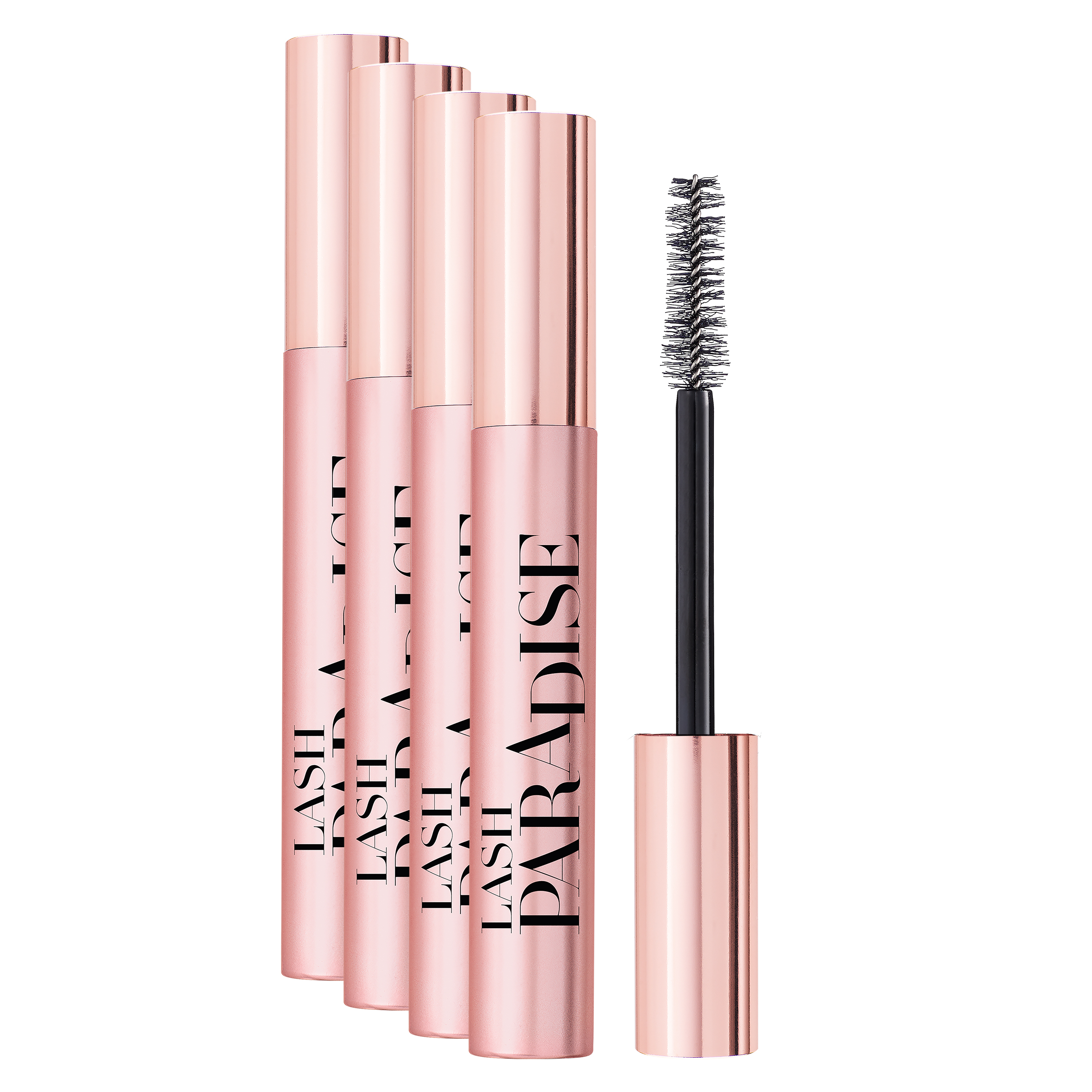 L'Oréal Make-Up Designer Paradise Extatic Mascara 4 stuks voordeelverpakking – mascara voor intens volume, verrijkt met castor olie – Zwarte Volume Mascara - 6,4 ml (bekend als Lash Paradise mascara in de US)