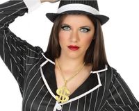 Atosa Ketting dollar teken - goud - rapper/pimp kostuum - Carnaval - verkleed accessoires - sieraden