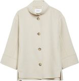 Comma s.Oliver Outdoor-Jacke Vrouwen Bruin Wol Regular Fit Lange Mouw Effen