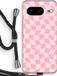Case Company® - Google Pixel 8 Hoesje met Koord - Grid Roos - Zwart Koord - Back Cover