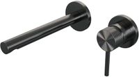 Brauer Gunmetal Carving Inbouw Wastafelmengkraan met Rechte Uitloop en Rozetten Model A1 Gunmetal Geborsteld PVD