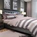 The One Bedding Housse de couette Rayures - 140 x 220 cm - Simple - 1 Taie d'oreiller - Coton - Prune & Lilas