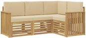 vidaXL Set de canapé d'extérieur 4 pièces Blanc et Beige Polyester