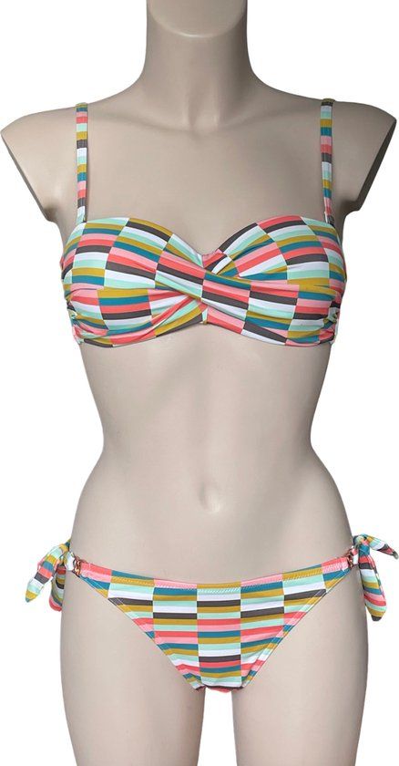 CYELL Graphic Bikini Top - Women's - Size 36C - Striped - Bandeau - With Removable Straps