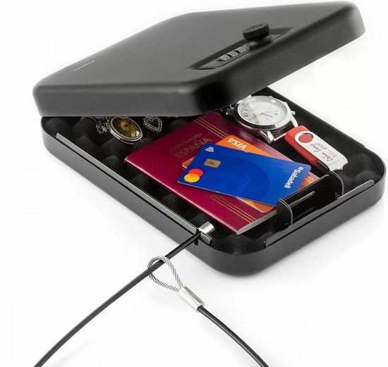 Draagbare kluis met veiligheidskabel Prisaven InnovaGoods