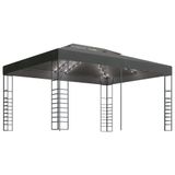 vidaXL Prieel met LED-lichtslinger 3x4 m antracietkleurig