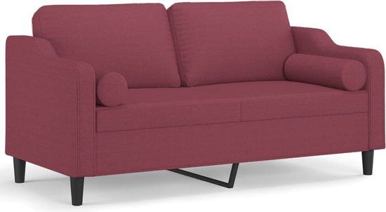 vidaXL Tweezitsbank met sierkussens 140 cm stof wijnrood