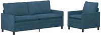 vidaXL - Bankstel - 2-zits - Blauw - Fluweel