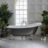 Hudson Reed Baignoire îlot rétro – 171 x 74 cm – Étain - Pieds chromés - Legend