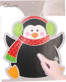 Merkloos Kerst decoratie pinguin krijtbord sticker 31 x 38 cm