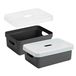 Sunware Boîtes de rangement avec couvercle transparent - 2x pièces - paniers de rangement - anthracite - 9 litres - plastique - 35 x 25 x 12 cm