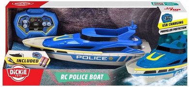 Dickie Toys - RC politieboot - op afstand bestuurde speelgoedboot in politie-design vanaf 6 jaar, schip met afstandsbediening en batterijen voor kinderen en volwassenen