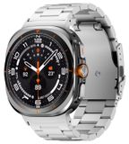 Wigento Samsung Galaxy Watch Ultra 47mm: vervangende smartwatch-band van titaniumlegering met drie kralen, zilverkleurig