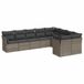 vidaXL 9-delige Loungeset met Kussens, Poly Rattan, Grijs