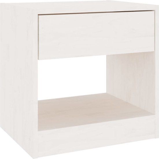 vidaXL Nachtkastje - Massief Grenenhout - Wit - 40x31x40 cm