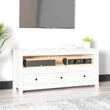 vidaXL Tv-meubel 114x35x52 cm massief grenenhout wit