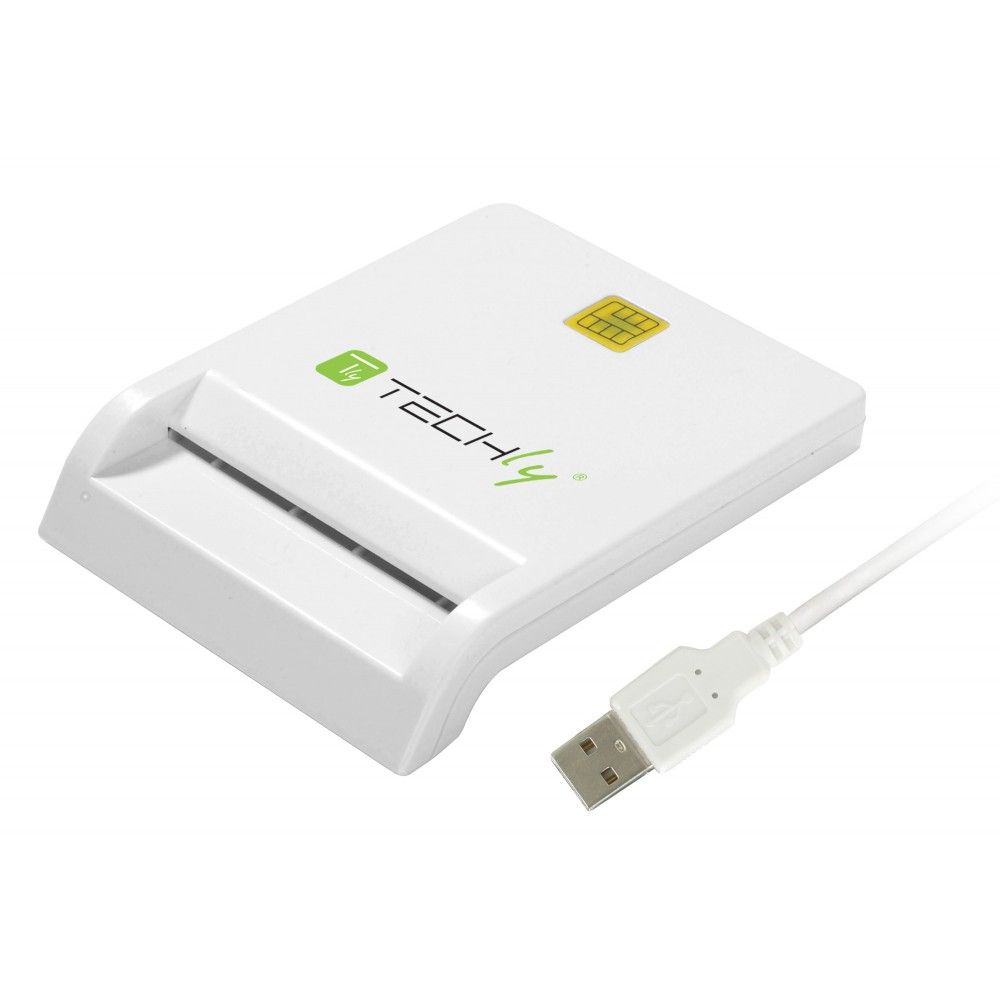 Techly Compact Smart Card Reader/Writer USB 2.0 - White