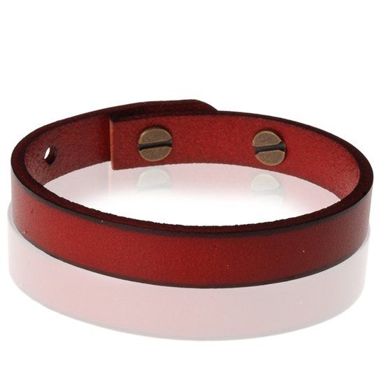 Stone Valley Leren armband Verstelbaar Heren Kastanjebruin