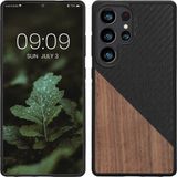 kwmobile Hoesje geschikt voor Samsung Galaxy S25 Ultra - Backcover - Hout - Donkerbruin / Zwart