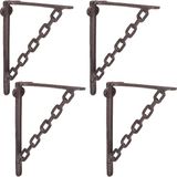 Merkloos Relaxdays Plankdrager - Set van 4 - 22 cm - Gietijzer - Bruin