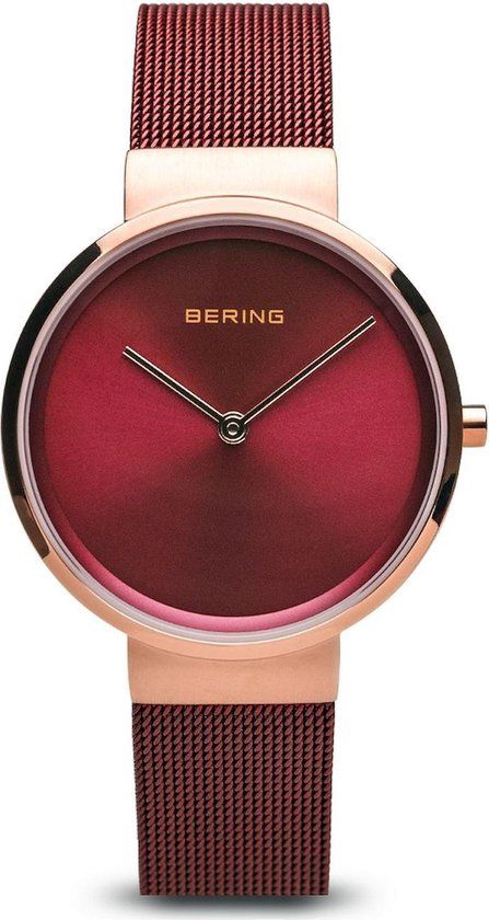Bering Unisexhorloge 14531-363 - Rood - Roze - Stalen Band - Saffierglas