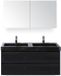 BES LED Dante Badmeubelset 120 cm - Black Oak - Wastafel Hardsteen Wit Lucca Dubbel met Spiegelkast