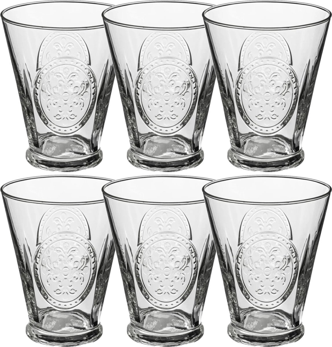 Secret de Gourmet Set van 6x stuks tumbler glazen Carmela 340 ml van glas - Drinkglazen - Waterglazen