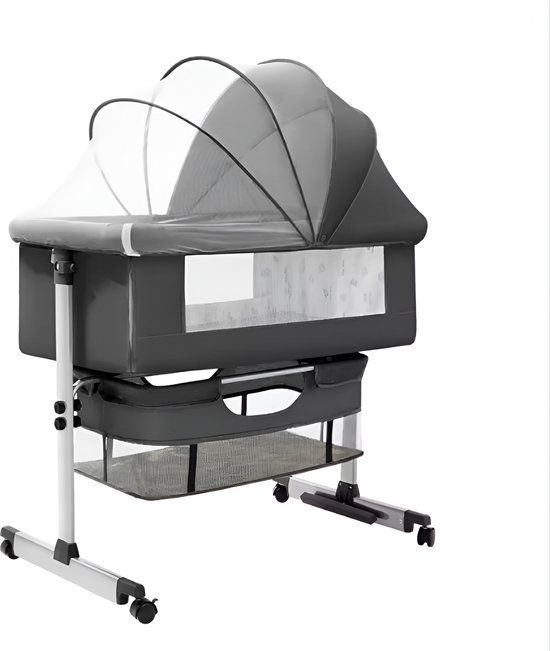 Mobiclinic Night - 3 in 1 Kinderbed - Grijs - Met Matras - Verstelbaar