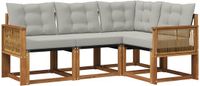 vidaXL Hoek loungeset 4 zitplaatsen Naturel en lichtgrijs Acacia hout