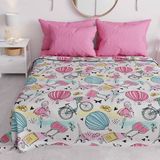 PETTI Artigiani Italiani - Sprei voor kinderen, meisjes, lente, zomer, 265 x 260 cm, 2-zits, lichte deken voor tweepersoonsbed, motief Paris Chic, 100% Made in Italy